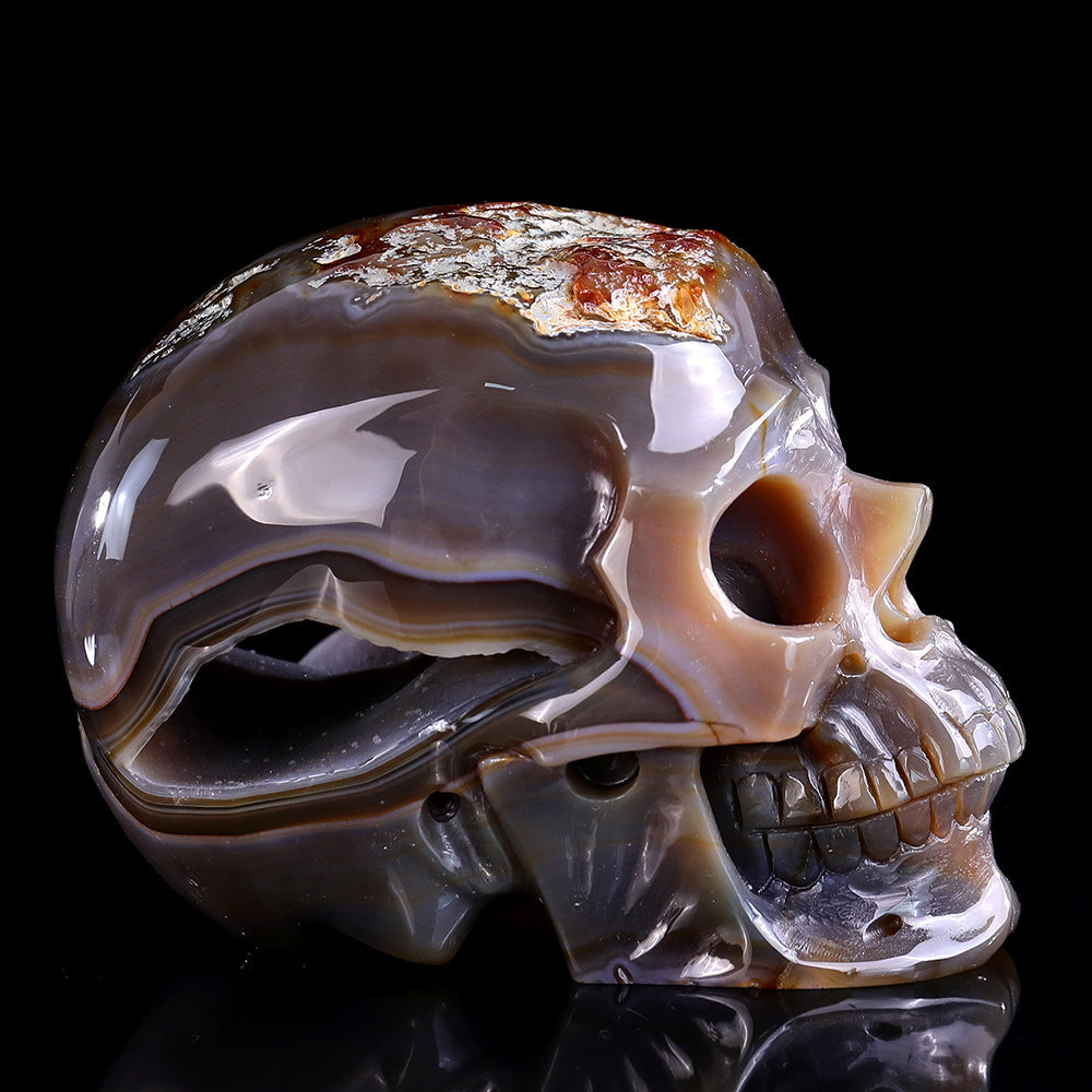 6.1" Carnelian Human Skull Carving Sculpture piece 3100332 view 2