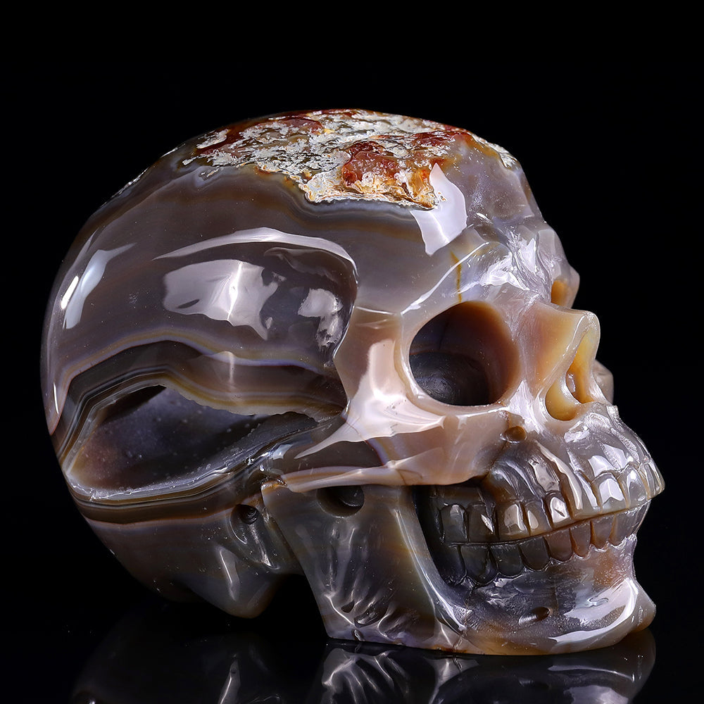 6.1" Carnelian Human Skull Carving Sculpture piece 3100332 view 3