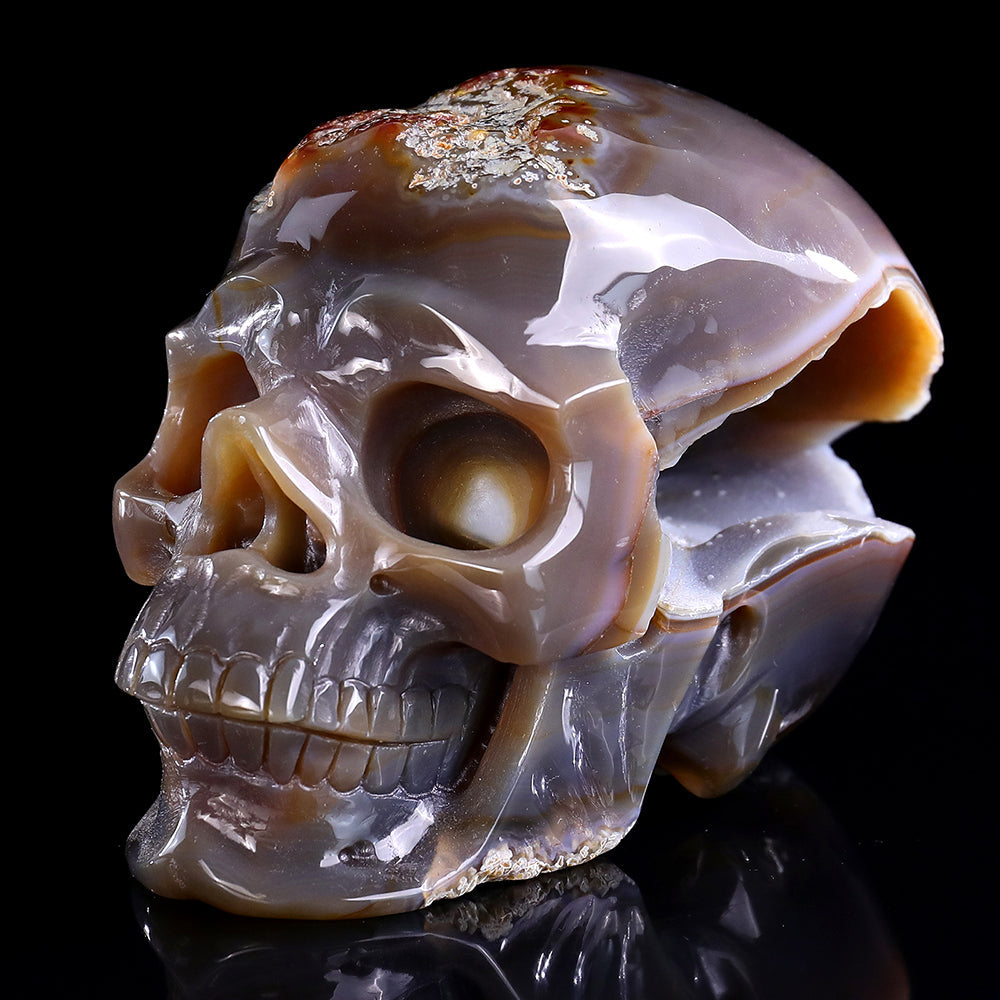 6.1" Carnelian Human Skull Carving Sculpture piece 3100332 view 6