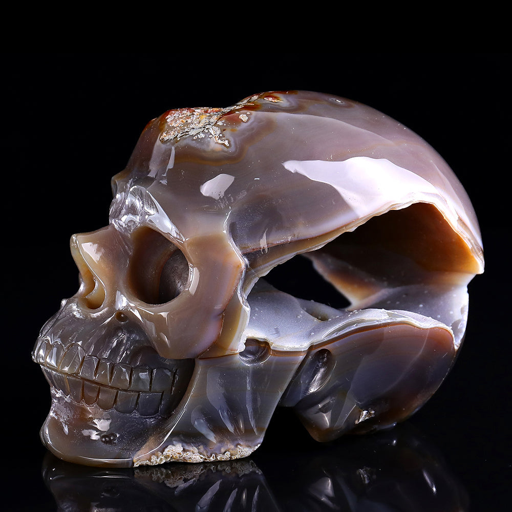 6.1" Carnelian Human Skull Carving Sculpture piece 3100332 view 7