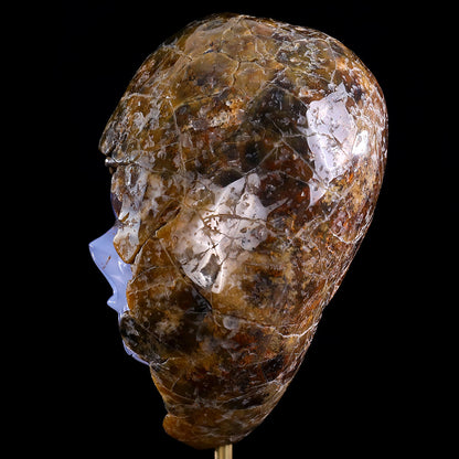 3.0" Blue Chalcedony Human Skull with Rough Skin Carving Sculpture piece 3100336 view 7