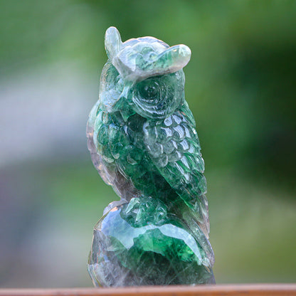 4.1" Fluorite Owl Carving Sculpture piece 3100339 view 2