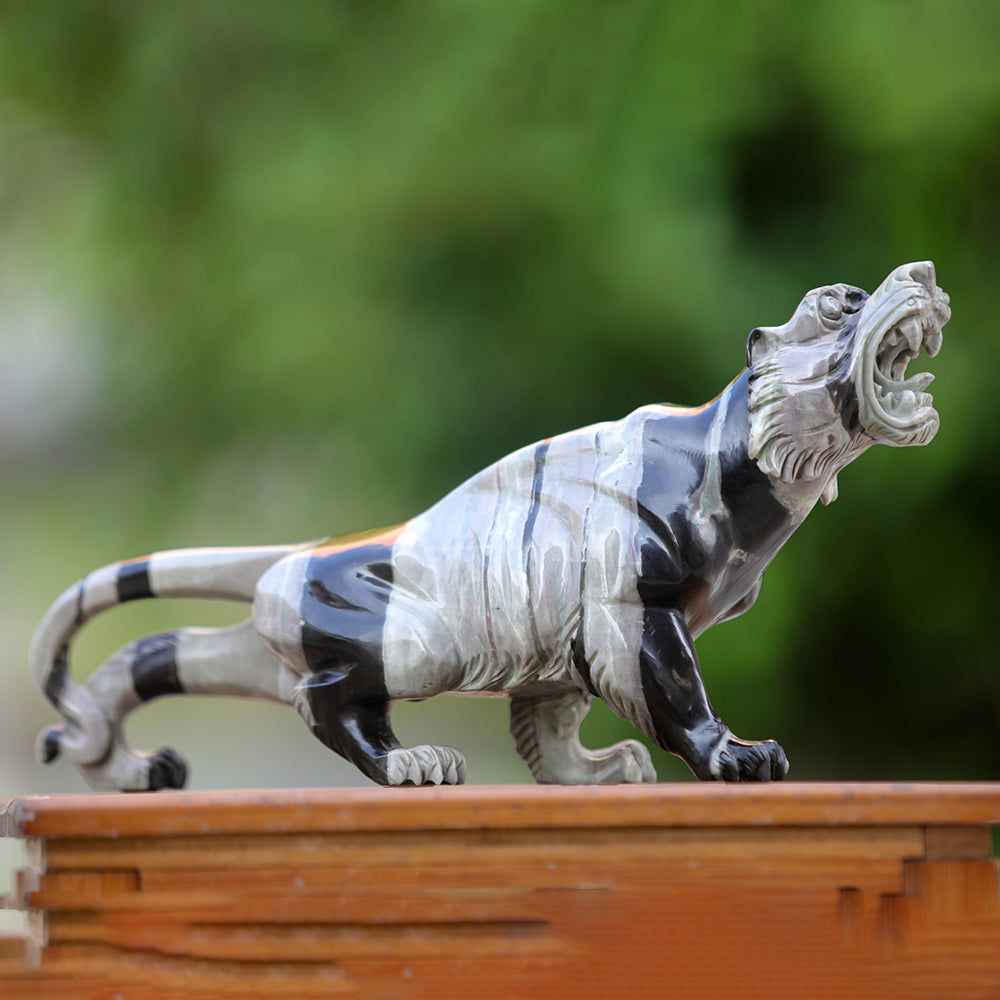 11.8" Kowloon Jade Tiger Carving Sculpture piece 3100341 view 6