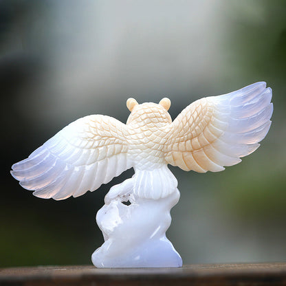 8.3" Blue Chalcedony Owl Carving Sculpture piece 3100342 view 4