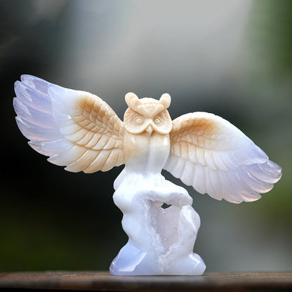 8.3" Blue Chalcedony Owl Carving Sculpture piece 3100342 view 5