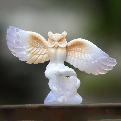 8.3" Blue Chalcedony Owl Carving Sculpture piece 3100342 view 7