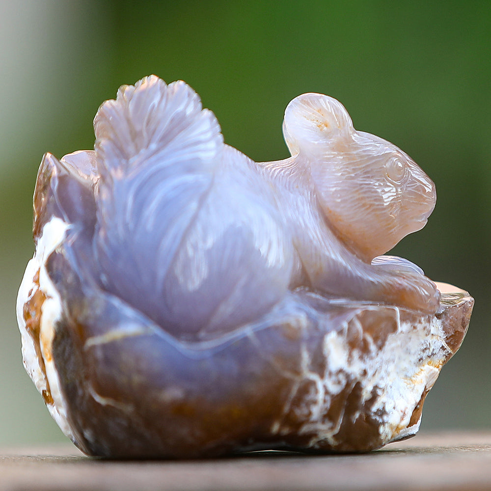 4.7" Yellow Chalcedony Squirrel in Cave Carving Sculpture piece 3100343 view 6