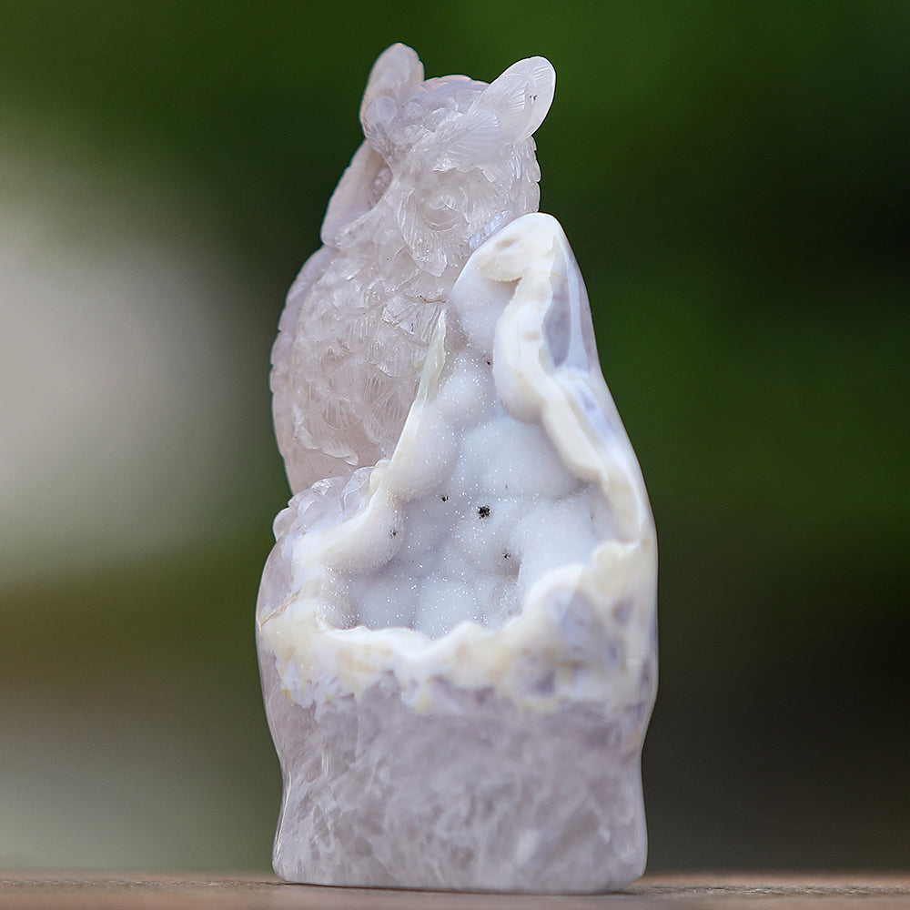 6.0" Geode Agate Owl Carving Sculpture piece 3100344 view 2