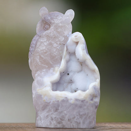 6.0" Geode Agate Owl Carving Sculpture piece 3100344 view 3
