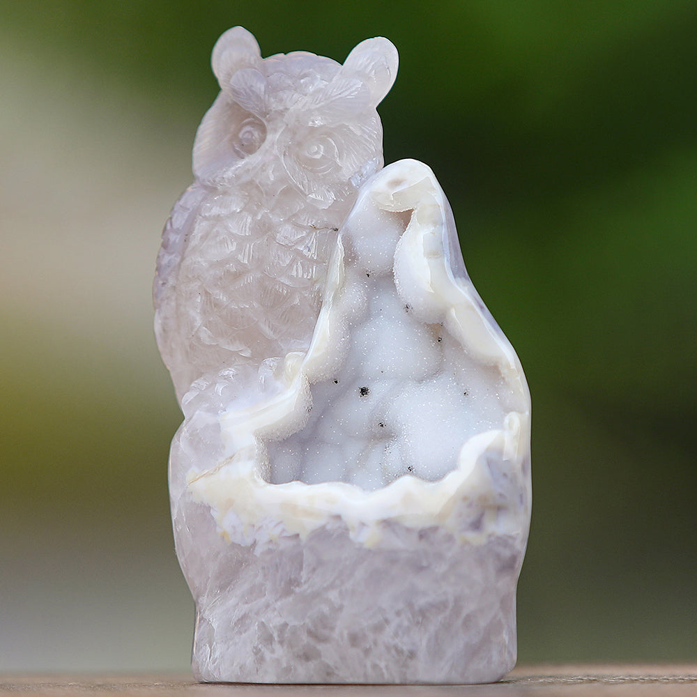 6.0" Geode Agate Owl Carving Sculpture piece 3100344 view 5