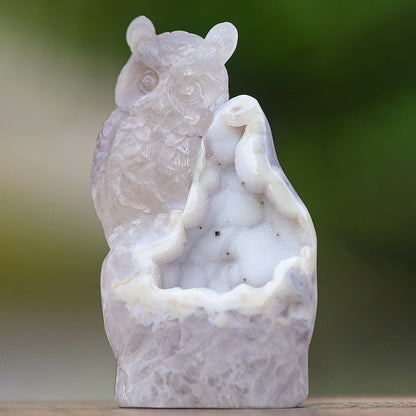 6.0" Geode Agate Owl Carving Sculpture piece 3100344 view 5