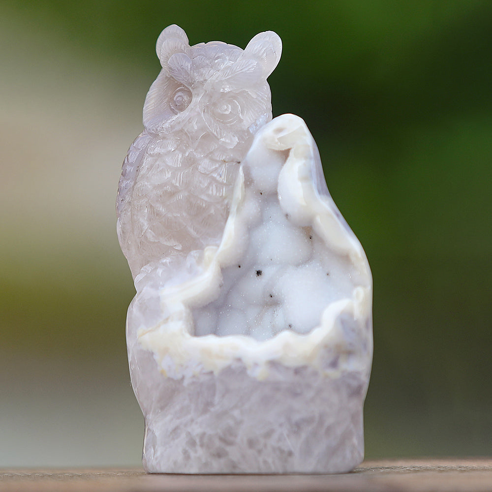 6.0" Geode Agate Owl Carving Sculpture piece 3100344 view 6