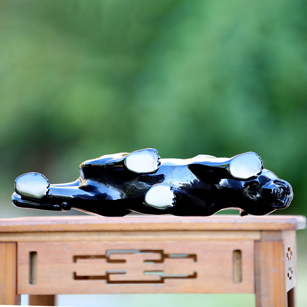 10.8" Obsidian Leopard Carving Sculpture piece 3100362 view 10