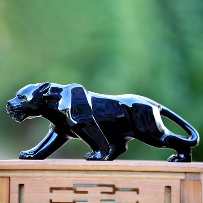 10.8" Obsidian Leopard Carving Sculpture piece 3100362 view 2