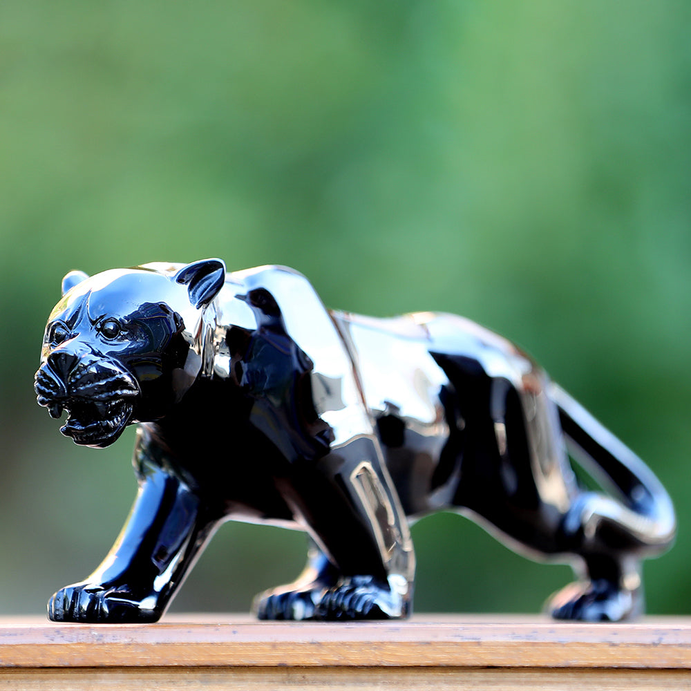 10.8" Obsidian Leopard Carving Sculpture piece 3100362 view 4