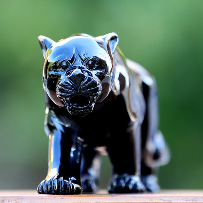 10.8" Obsidian Leopard Carving Sculpture piece 3100362 view 5