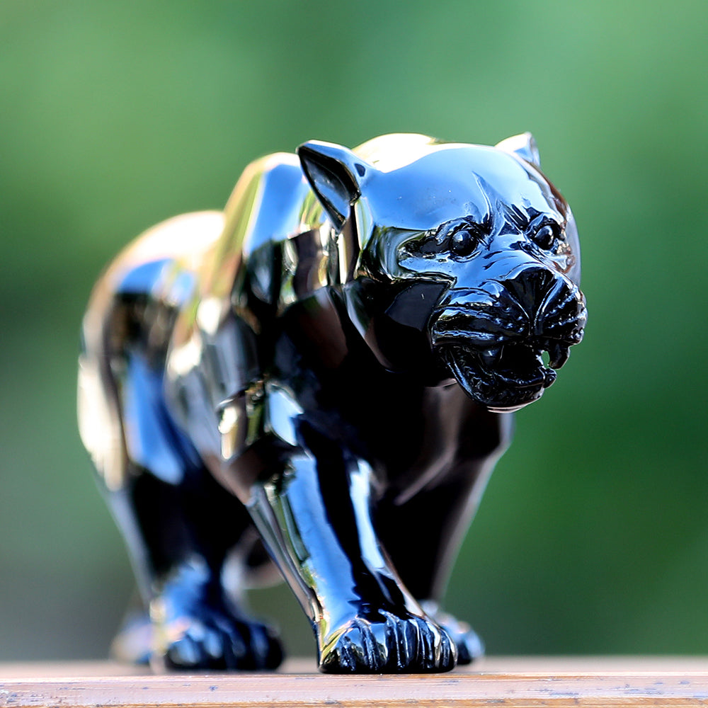 10.8" Obsidian Leopard Carving Sculpture piece 3100362 view 6