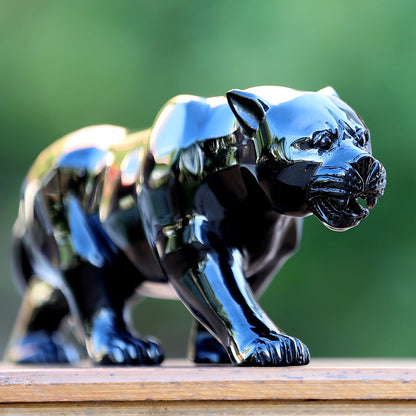 10.8" Obsidian Leopard Carving Sculpture piece 3100362 view 7