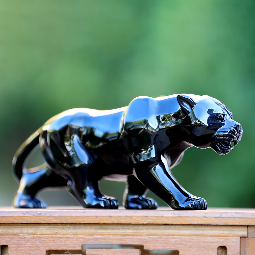 10.8" Obsidian Leopard Carving Sculpture piece 3100362 view 8