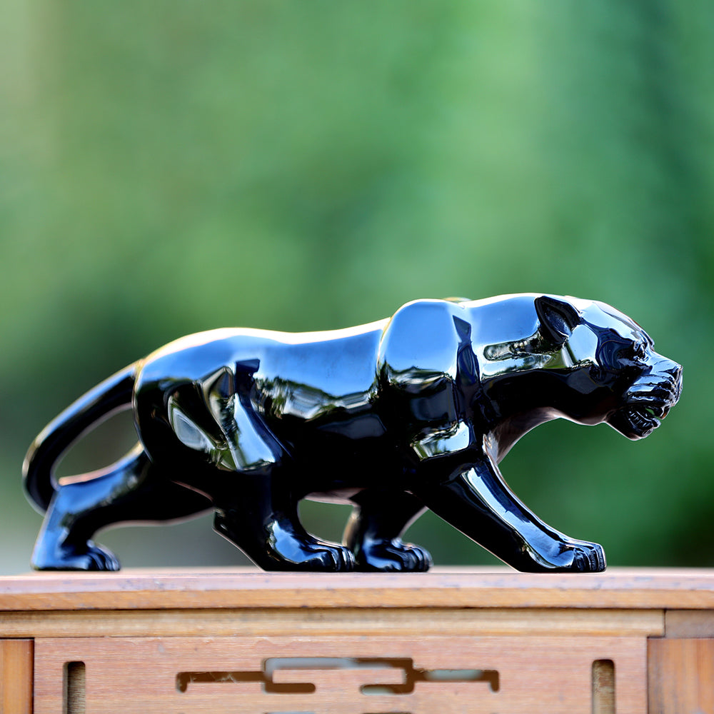 10.8" Obsidian Leopard Carving Sculpture piece 3100362 view 9