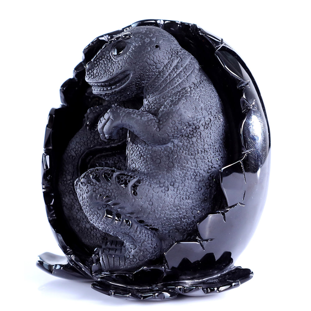 4.6" Obsidian Dragon Baby in Egg Carving Sculpture piece 3100392 view 8