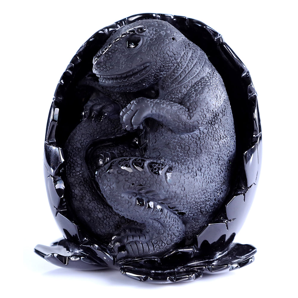 4.6" Obsidian Dragon Baby in Egg Carving Sculpture piece 3100392 view 9