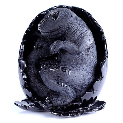 4.6" Obsidian Dragon Baby in Egg Carving Sculpture piece 3100392 view 9