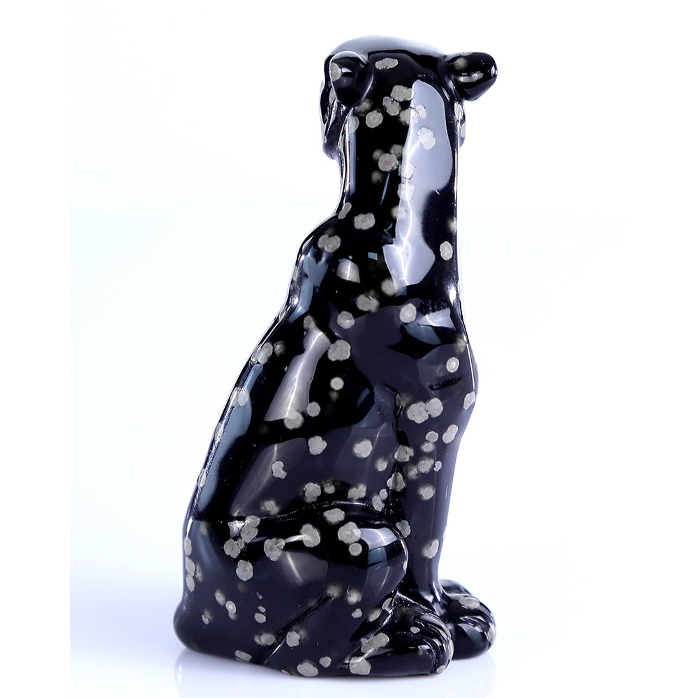 1.8" Snowflake Obsidian Leopard Carving Sculpture piece 3100394 view 5