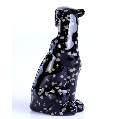1.8" Snowflake Obsidian Leopard Carving Sculpture piece 3100394 view 5
