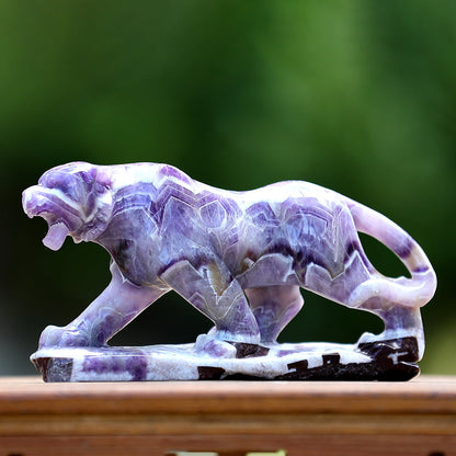 8.3" Dream Amethyst Tiger with Stand Carving Sculpture piece 3100400 view 2