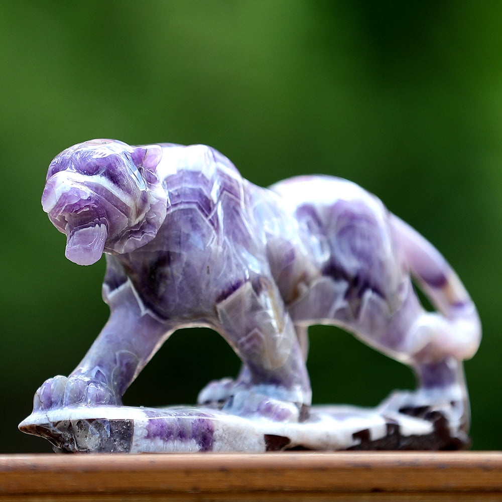 8.3" Dream Amethyst Tiger with Stand Carving Sculpture piece 3100400 view 3