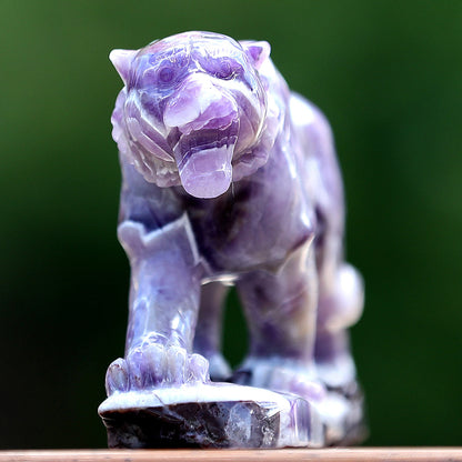 8.3" Dream Amethyst Tiger with Stand Carving Sculpture piece 3100400 view 4