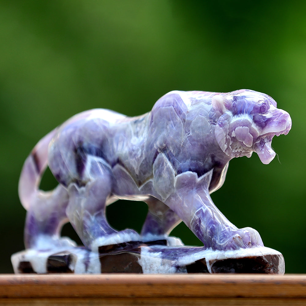 8.3" Dream Amethyst Tiger with Stand Carving Sculpture piece 3100400 view 6