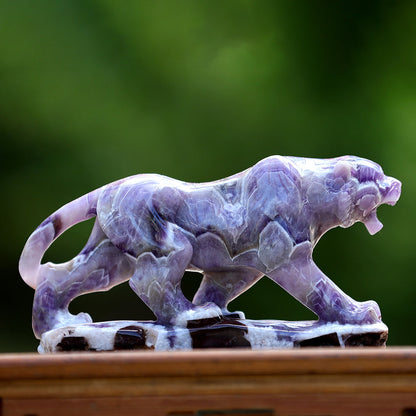 8.3" Dream Amethyst Tiger with Stand Carving Sculpture piece 3100400 view 8