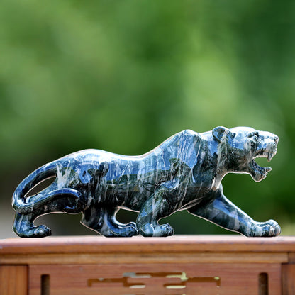 10" Kowloon Jade Tiger Carving Sculpture piece 3100401 view 2