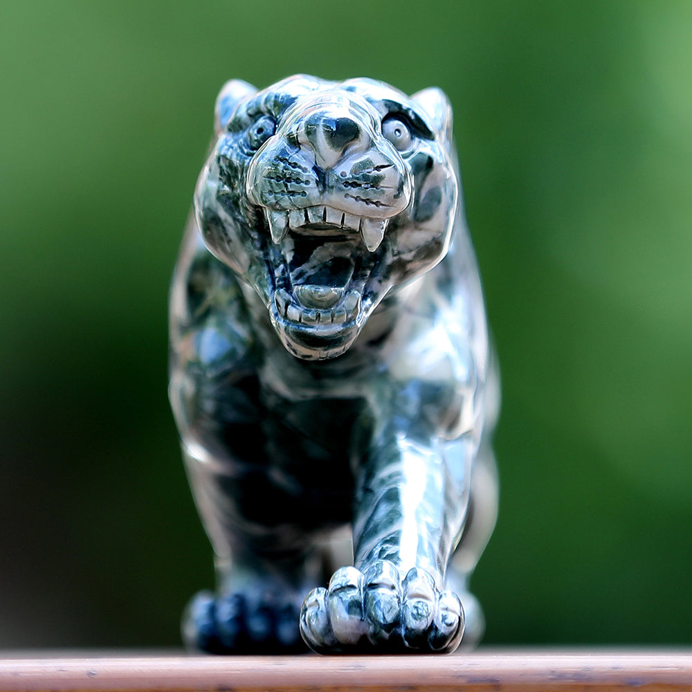 10" Kowloon Jade Tiger Carving Sculpture piece 3100401 view 6