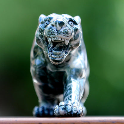 10" Kowloon Jade Tiger Carving Sculpture piece 3100401 view 6