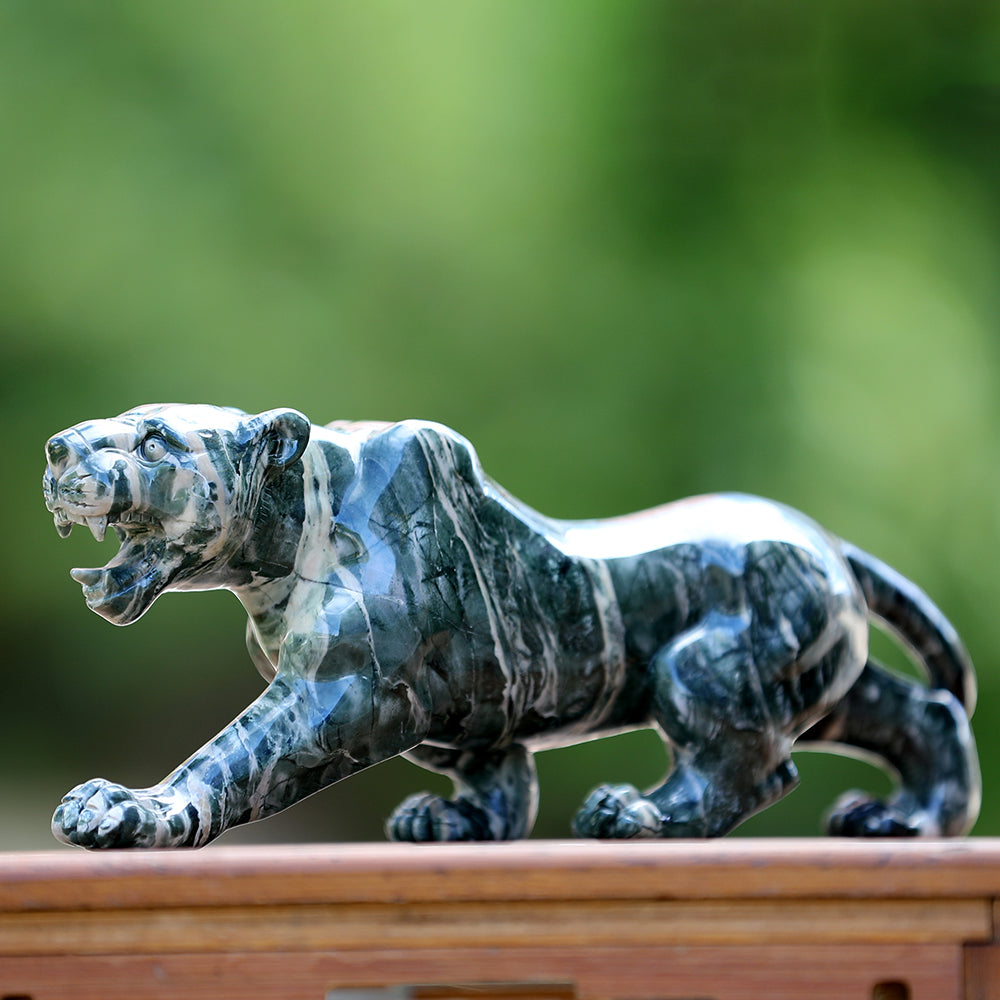 10" Kowloon Jade Tiger Carving Sculpture piece 3100401 view 8