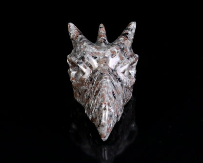 3.9" Yooperlite Hand Carved Crystal Phoenix Skull Sculpture