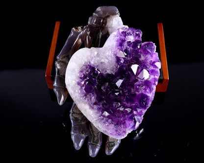 7.1" Amethyst Druse Agate Hand Carved Forever Love Hand Sculpture