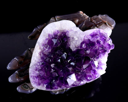 7.1" Amethyst Druse Agate Hand Carved Forever Love Hand Sculpture