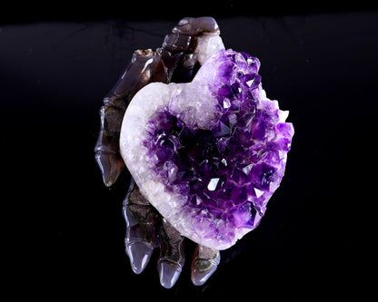 7.1" Amethyst Druse Agate Hand Carved Forever Love Hand Sculpture