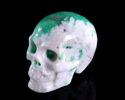 1.7" Emerald Hand Carved Crystal Realistic Skull Sculpture