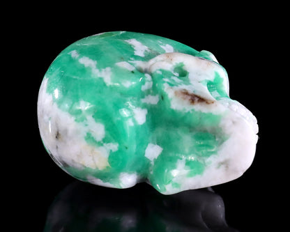 1.7" Emerald Hand Carved Crystal Realistic Skull Sculpture