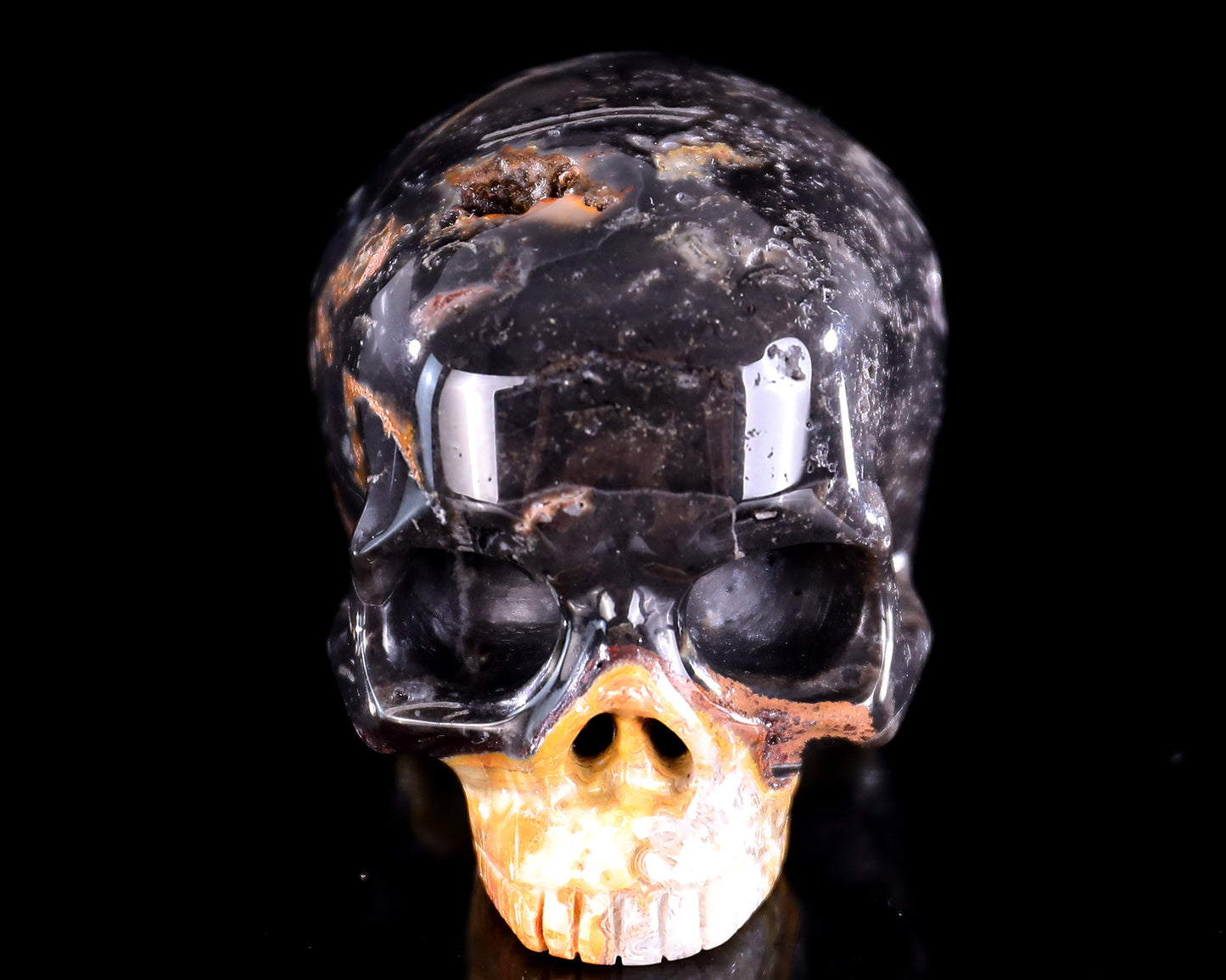 2.7" Red Lace Agate Hand Carved Crystal Realistic Skull Sculpture