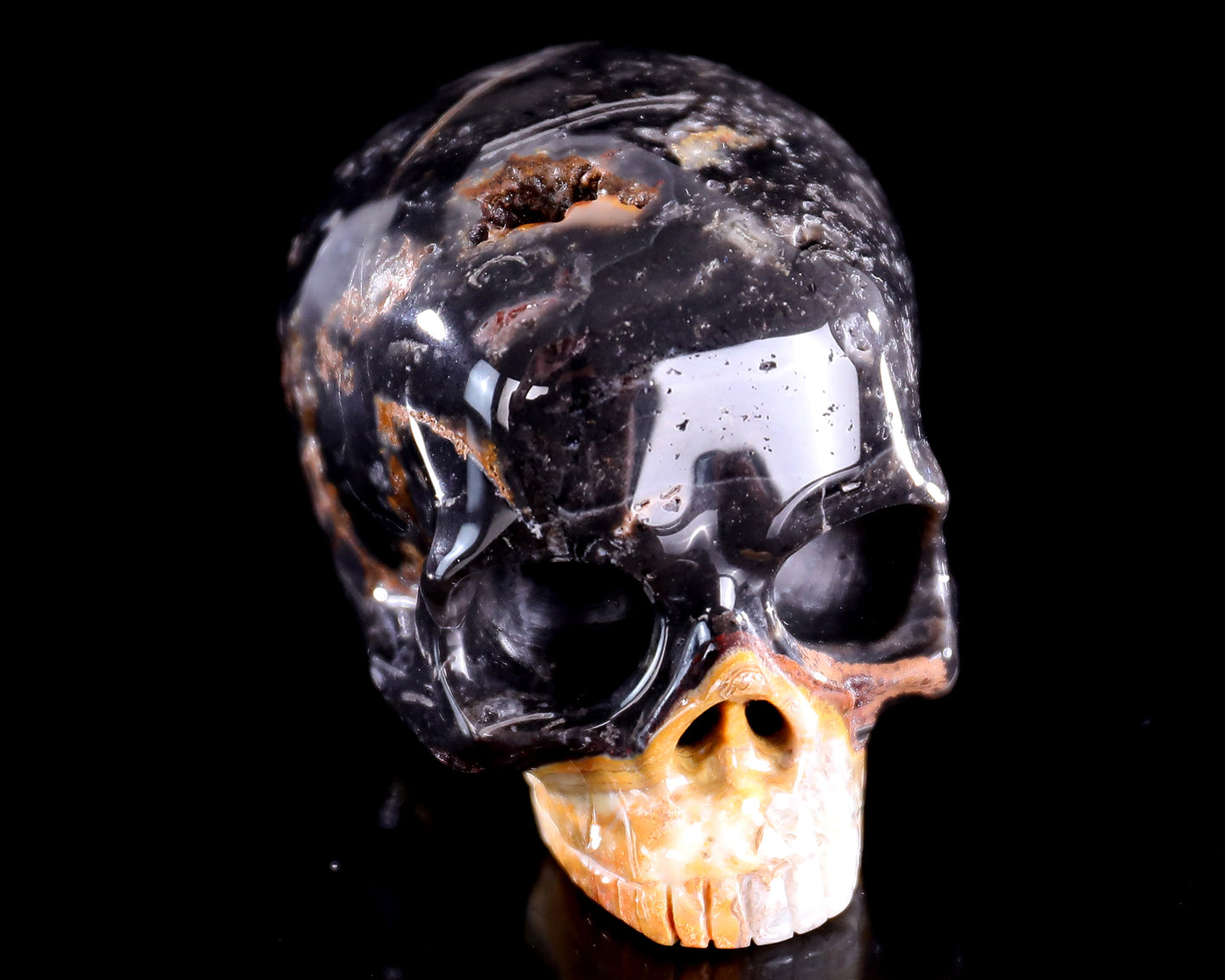 2.7" Red Lace Agate Hand Carved Crystal Realistic Skull Sculpture