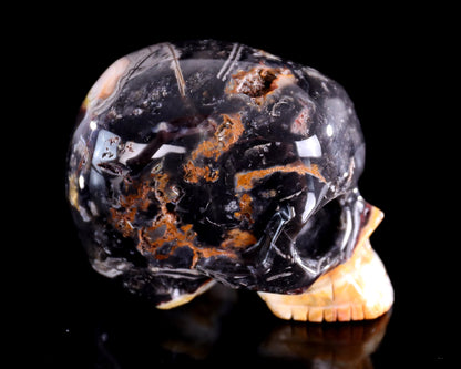 2.7" Red Lace Agate Hand Carved Crystal Realistic Skull Sculpture