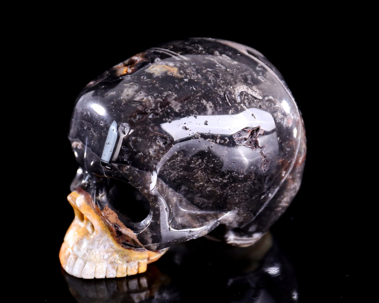 2.7" Red Lace Agate Hand Carved Crystal Realistic Skull Sculpture