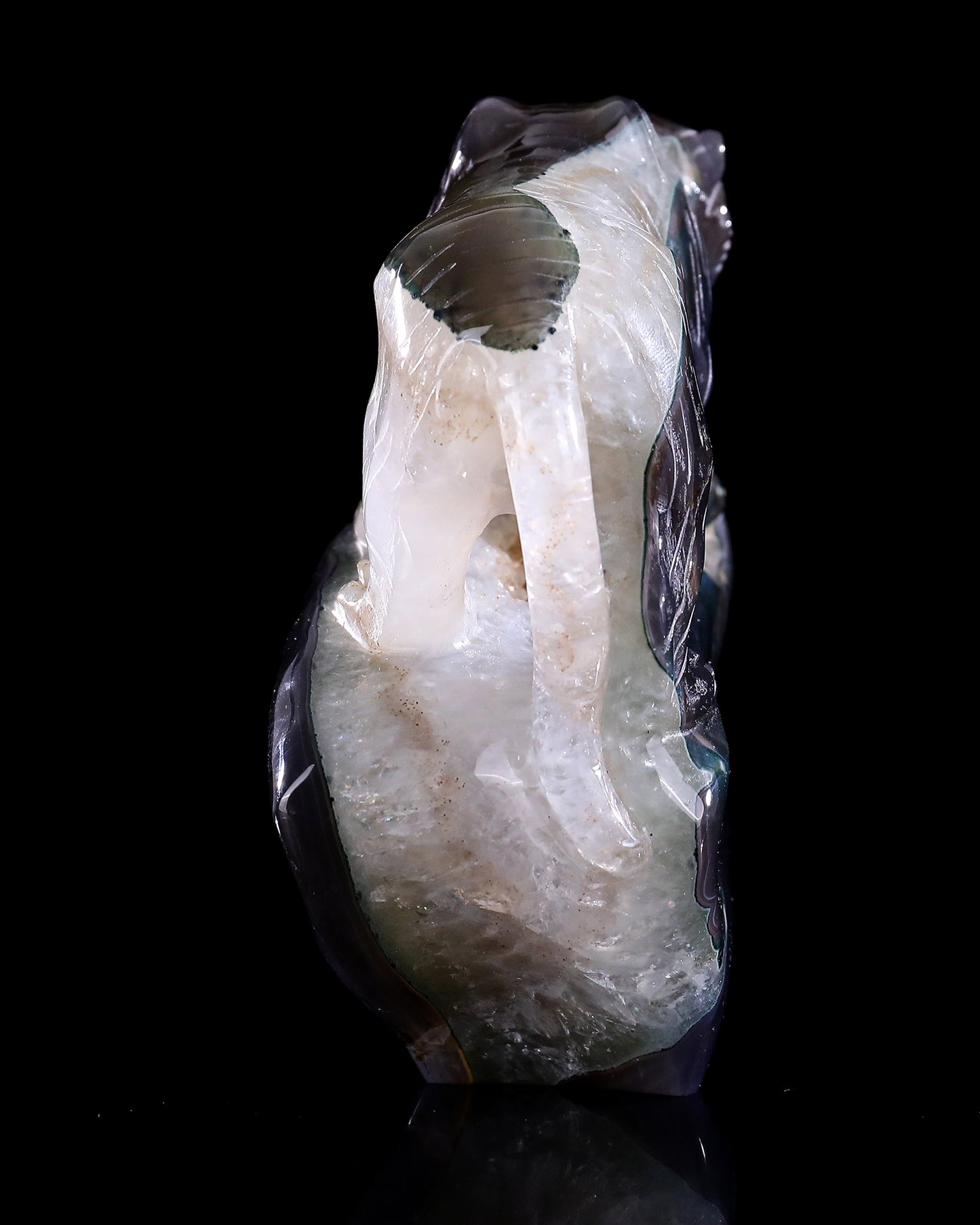 5.7" Geode Agate Hand Carved Crystal Tiger Sculpture
