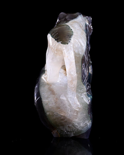 5.7" Geode Agate Hand Carved Crystal Tiger Sculpture